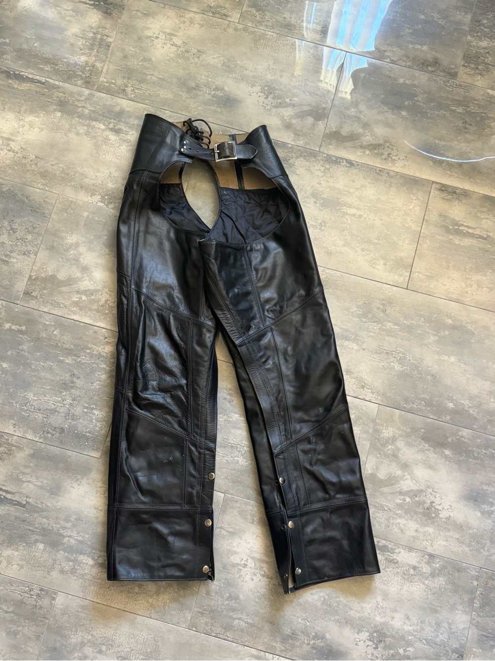Women’s Black Leather Motorcycle Chaps